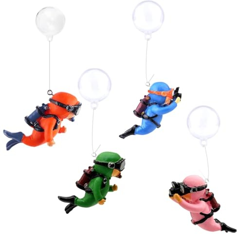 ZHjuju Accessori per Acquari Galleggianti, 4 Pezzi Decorazione per Acquario Subacqueo Simpatico Sommozzatore Decorazione per Acquario Accessorio per Acquario Piccolo, Ornamento per Acquario