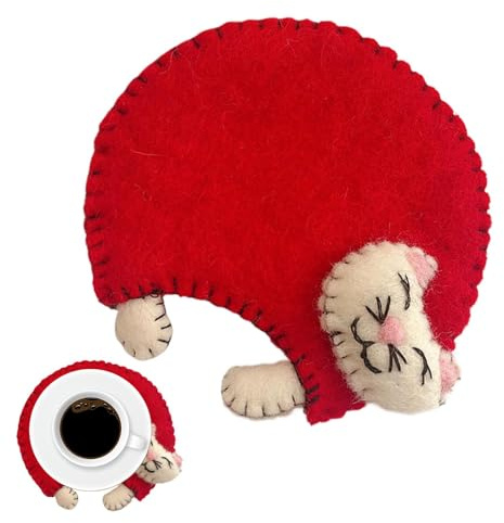 Sottobicchiere porta bicchiere in feltro, sottobicchiere di gatto, tappetino da bevanda, tazza di sottobicchieri, sottobicchiere di feltro, resistente al calore, per bar, tavolo, soggiorno, cucina