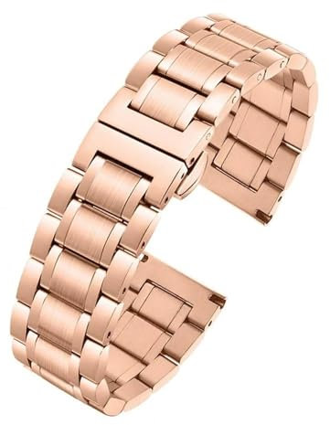 SYFCSEW Uhrenarmband aus Edelstahl, Präzisionsstahlarmband, kompatibel mit Casio Tissot Rossini Longines gebogener Uhrenkette 18 19 20 22 23 mm(Rose gold,14mm)