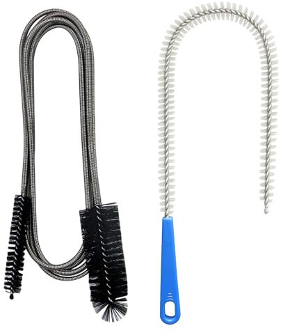 Desatascador de desagües en espiral, cepillo de limpieza de tuberías de doble cabeza,Limpiador de canales de acero inoxidable, palillos limpiadores de desagües, cepillo de limpieza flexible tubos