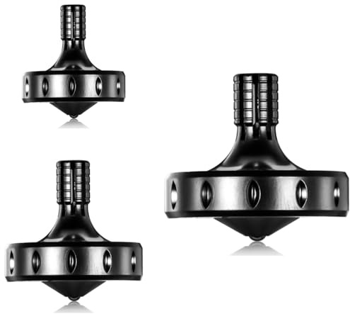 Präzisions kreisel aus Metall, perfekt ausbalanciert, sanfte Rotation, Lange Rotationszeit, leicht über 10 Minuten, tragbares EDC-Spielzeug (3Pcs Schwarz L+M+S)