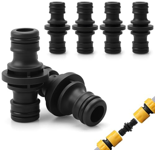 Flearitzo Lot de 4 Raccord Tuyau d'Arrosage 1/2 Connecteur de Tuyaux Double Pièce de Connexion Bidirectionnelle Connecteur Tuyau Arrosage Raccord de Tuyau pour Jardin et Maison(Noir)