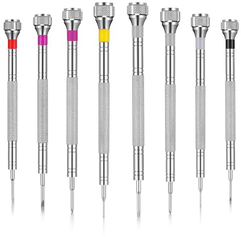 Wisyurt 8 Cacciaviti di Precisione, Cacciavite per Gioielleria, Cacciavite di Riparazione Orologio 0,6-1,6 mm, Micro-Cacciavite