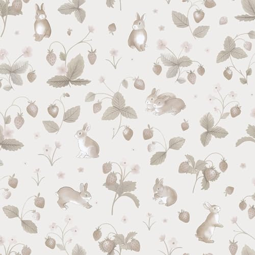 Holden Storybook Bunnies & Berries Cute Soft Nature Inspired Wallpaper Perfect for Nurseries Playrooms Newborns' Walldecoration Neutral 14143