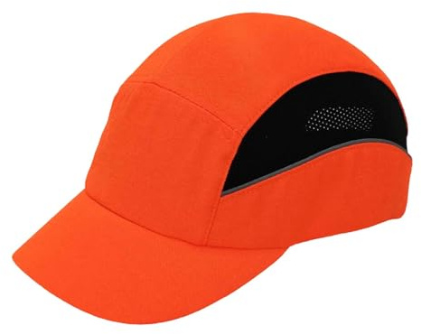 Xgdsnly Anstoßkappe, Baseballkappe, Verstellbar, Praktischer 5 cm Breiter Schirm, Bequeme Kopfbedeckung, Baseballkappe für Maschinenbau Und Gartenarbeit, Orange