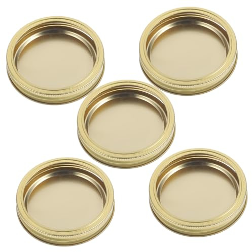 BAZEITFLOW Canning Jar Tinplate Lids and Airtight Mason Jar Caps, 86mm Wide Mouth Silver Ring with Metal Seals, Split-type Airtight Covers for Food Storage, 5pcs Set for Home Preserving