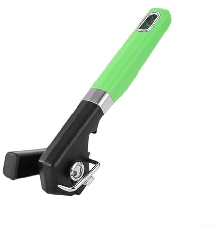 Abrelatas manual fácil de usar con corte lateral, ligero y compacto para almacenamiento (verde)