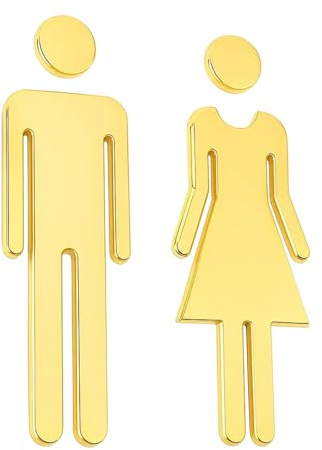 2 Pcs Toilet Door Signs Set - Toilet Sign, Premium WC & Bathroom Door Signs with Strong Adhesive - Men/Women Restroom Signs for Offices, Hotels, Homes