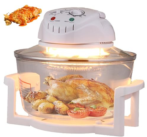 Forno Friggitrice ad Aria da 12 Litri, Piano Cottura Multiuso da 1300 W con Timer Regolabile 130-230°C, Forno Alogeno da appoggio, Acciaio Inossidabile, per Cottura al Forno, Frittura, Arrostimento