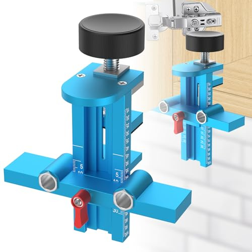 Cabinet Door Installation Jig 3-in-1 Mounting Tool with Adjustable Positioner Aluminium Alloy Cabinet Door Mounting Jig for Mount Hinges for Most Cabinets Doors