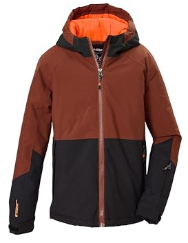 killtec Skidjacka för pojkar, funktionell jacka med huva och snöfall, KSW 205 BYS SKI JCKT, kastanj, 116, 44855-000