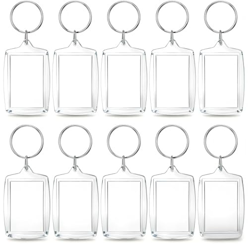 10 Porte Clef Acrylique Transparent Rectangle 4x5.5cm Double Face Vierge | Personnalisé famille amis, cadeau souvenir, objet, insert image, protection rigide claire, Practical, léger lisse