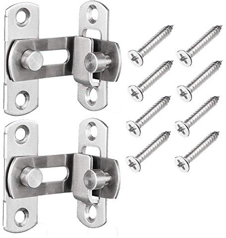 (2 pcs) 90 degrés boucle de porte boulon en acier angle droit à angle droit et la fenêtre verrouillage porte salle bains boucle inoxydable bois antivol serrure loquet épaissie mural