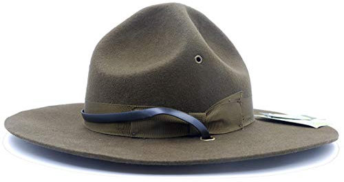 DXCOO Mütze, Militär-Kampagnenhut, Bohren Sergeant Instructor Mountie Ranger Hut 100% Wolle - Grün - Large=59 cm(7 3/8)