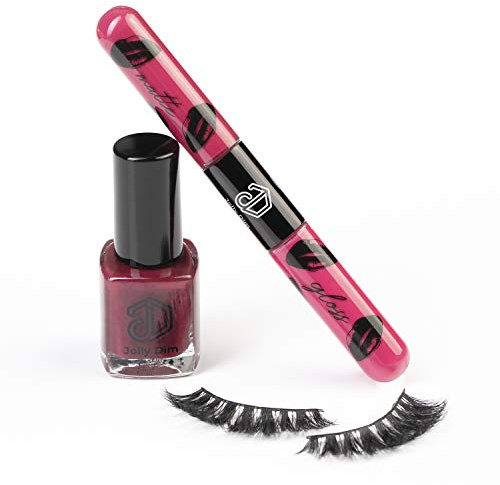 Jolly Dim by Inglot Makeup Set 4 - Matte & Gloss Lip Duo Dirty Pink 4. Eyelashes Theatre. Nail Polish Burgundy 4. Nagellack, das perfekte Geschenk. Tages- oder Abend-Look