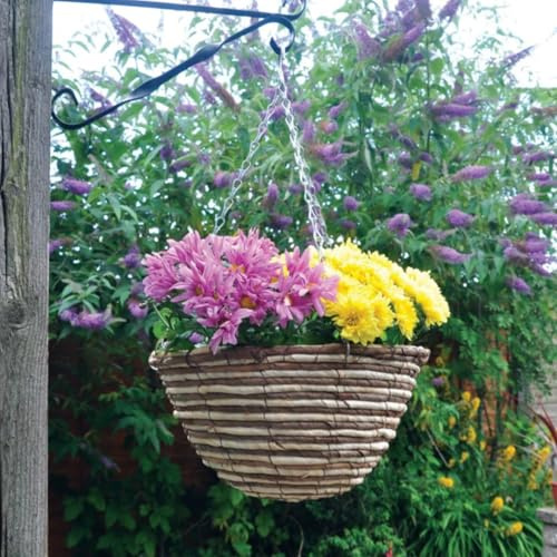 Garden Mile® Verschiedene Größen Garten Hängekörbe Dekorative Ornament Outdoor Indoor Wandmontierte Kette Pflanzkorb Grün Jute Draht Kokos Liner (30,5 cm Seil Hängekorb)