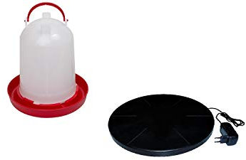 BVT Tränkenwärmer 25 cm schwarz mit Artapter Durchmesser mit 3 Liter Tränke rot/weiß