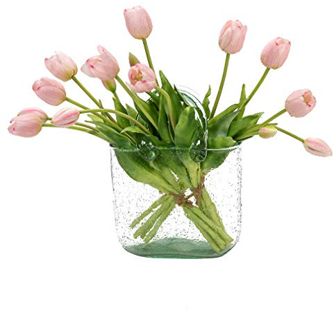 DUYONE 15 Tulipanes Artificiales, Ramo de látex de Tacto Real, Tulipanes Falsos para Oficina, Boda, Fiesta, hogar, Cocina, jardín (Rosa Claro, 15 Unidades)