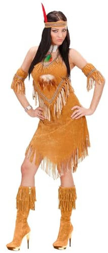 Widmann Costume da indiana, vestito, bracciale, fascia, squaw, gilet selvatico, festa a tema, carnevale