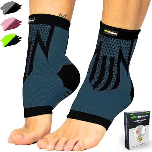 2 Stück Fußbandage für Herren & Damen - Knöchelbandage Sport für Laufen, Fußball, Joggen - Sprunggelenkbandage für Achillessehne, Bänderriss, Plantarfasziitis - Atmungsaktiv & Rutschfest (S, Schwarz)