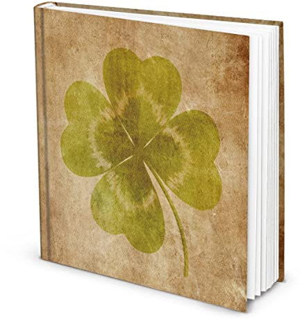 Logbuch-Verlag Notizbuch Tagebuch quadratisch vintage braun mit Kleeblatt-Motiv Hardcover Blankobuch Glücksbuch mit leeren Seiten 21 x 21 cm