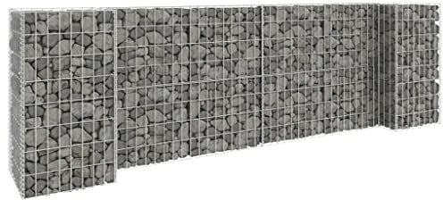 H-förmiger Gabionen-Pflanzkorb Stahldraht,Hochbeet Drahtkorb Steinkorb Blumentopf Pflanzkasten Steinkäfig,260x40x80 cm