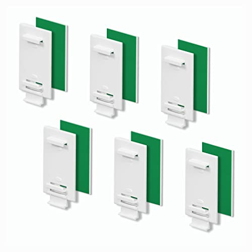KLEMMFLEX Klebehalter 6 Stück, lang, für Klemmfix Rollo, Doppelrollo, Duo-Rollo, ohne Bohren, zum Kleben, als Zubehör, Ersatzteil für die Befestigung am feststehenden PVC-Fenster, Balkontür
