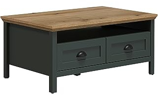 trendteam smart living - Stanton - Couchtisch - Tannengrün/Evoke Eiche - Sofatisch mit zusätzlicher Ablage und 2 Schubladen - (BxHxT) 101 x 45 x 60 cm - Landhausstil