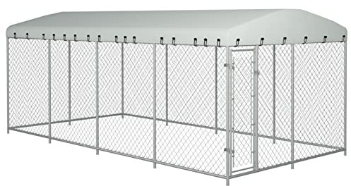 GuyAna Outdoor-Hundezwinger mit Überdachung 8x4x2,3 m Feandera Welpen Laufstall Camping Hundezaun