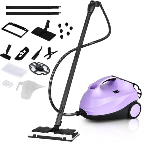 COSTWAY Nettoyeur Vapeur Haute Pression 2000W avec 19 Accessoires, Balai Vapeur Portable Pressurisé Polyvalent 4 Bars avec Réservoir de 1,5 L pour Nettoyer Plancher Tapis Rideaux (Violet)