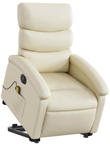 vidaXL Massagesessel mit Aufstehhilfe Elektrisch Creme Kunstleder