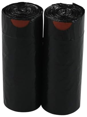 KOMUNJ 200 sacchi della spazzatura da 6 litri con coulisse, resistenti, sacchi della spazzatura, in plastica nera antistrappo, ZLT-PH-93