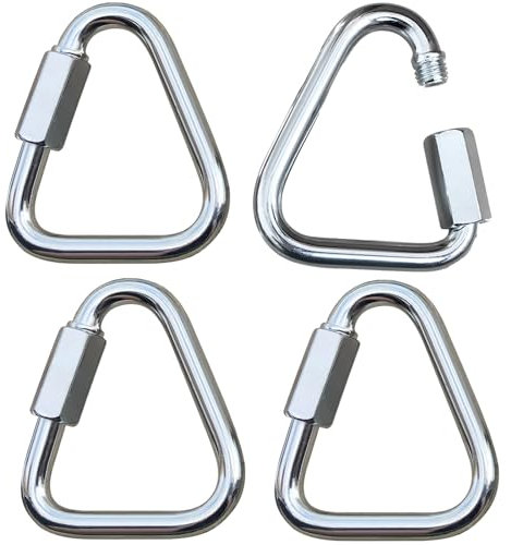 4 Stück Edelstahl Delta Quick Link Karabinerverschluss Triangle Schraubverbinder Kettenverbinder Strapazierfähige Dreieckkarabiner,Schraubverschluss Karabiner