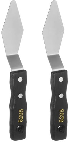 QUARKZMAN 2pz No.5205 Spatole per Pittura Spatola Grande a Punta in Acciaio Inossidabile Raschietto Metallo con Manico Legno per Diffusione Miscelazione Colore Tela Pittura Olio Acrilica