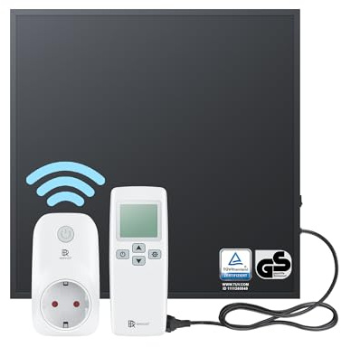 BR Bringer® Infrarotheizung 300 W Smart-Thermostat Fernbedienung | Schwarze Infrarot Elektroheizung für die Wandmontage - energiesparende Strahlungswärme, TÜV und GS geprüft
