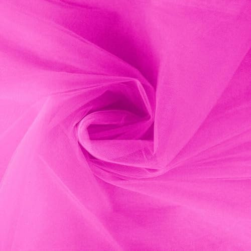 Tessuto Tulle, Venduto al metro, Altezza 300 cm, per cucito creativo, costumi per la danza e carnevale, abiti da sposa, arredamento, zanzariere, tendaggi - Vari colori X473 FUCSIA FLUO