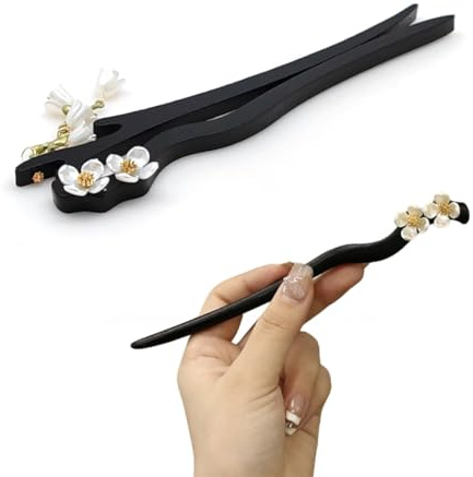 LuLiyLdJ 2 Stück Schwarz Haarstab, Antike Haarnadel, Vintage Hair Sticks, Chinesische Damen Haar Stäbchen, Antiquität Retro für Haar DIY Zubehör
