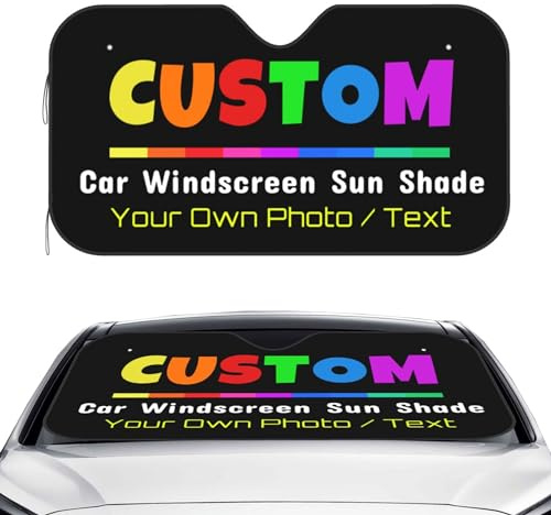 LZXSXZ Personalisierte Foto Auto Sonnenschutz Abdeckung – Personalisierter Sonnenschutz für Autos mit Fototext hält Ihr Fahrzeug kühl, Autosonnenschutz mit eigenem Motiv Bedrucken