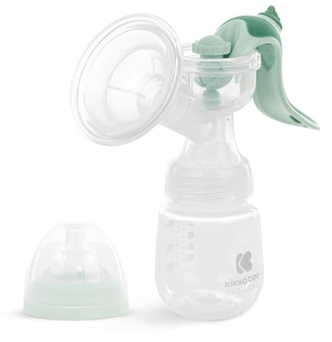 KikkaBoo Extractor de Leche Manual ELSIE, Sacaleches con 2 Modos, Potencia de Succión Adjustable, Copa de Silicona Suave, Portable, Compacta, Menta