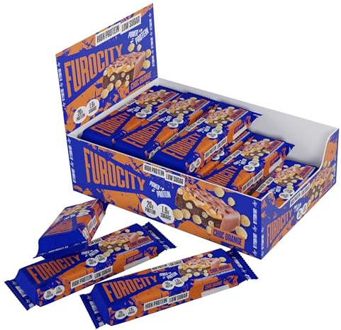 Furocity Protein Bars, Chocolate Orange Flavour, High Protein, 20g Protein per Serving, Low Calorie, Low in Sugar, Ideal Pre and Post-Workout Snack, 15 x 60g Bars | High Protein, 20g Protein per Serving, Low Calorie, Low in Sugar, Ideal Pre and Post-Workout Snack