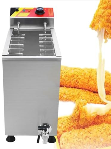 Commercial Cheese Hot Dog Sticks Maker, 25L Cheese Hot Dogs Sticks Making Machine, 2 Rows of 12 Hooks Corn Dog Fryer, Dog Gryer for Restaurant,220V