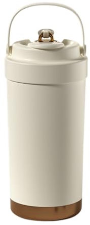 500ml 316 Edelstahl Reise-Kaffeebecher mit Strohhalm und Griff - vakuumisolierter auslaufsicherer Thermobecher für heiße & kalte Getränke (Creme)