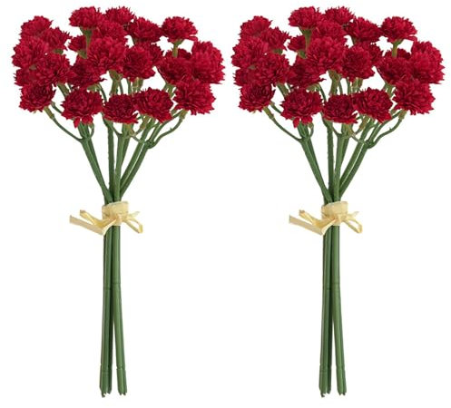 UIYIHIF 28 Stück Weiße Chrysanthemen-Kugelblumen, Künstliche Seidenblumen für Selbstgemachte Hochzeitssträuße, Dekorativer Blumenstrauß für Muttertag, Ostern, Zuhause und Küche (C)