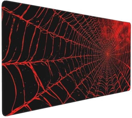 Red telaraña Tappetino per Mouse da Gioco Grande 100x50 cm con Bordi Cuciti, Fondo in Gomma Naturale Antiscivolo Resistente, Tappetino per Tastiera lavabile, Tappetino per Scrivania per Giocatori u427