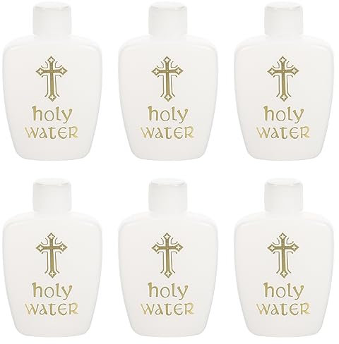 DOITOOL 6 botellas de agua bendita de 56.7 g, contenedor de agua bendita, botella de plástico vacía con cruz dorada para Pascua, bautismo católico, cristiano, accesorio de fiesta, 60 ml