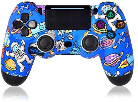 SWCTIM Wireless Controller für PS4,Game Controller Kompatibel mit PS4/Slim/Pro,Gamepad Joystick mit 3.5mm Kopfhörerbuchse,Doppelter Vibration,6-Achsen Gyro Sensor,Blau