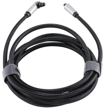 DollaTek Optical Audio Cable Digital Cable For Soundbar Tv, Fiber Optic, Compatible With Stereos Amplifiers Home Cinema 90 Degree For Tv Dvd Amplifier Black (2m)