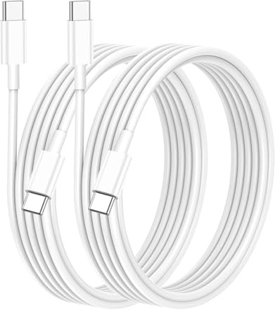 USB C to USB C Charger Cable for iPhone 15/16/17 Fast Charging, 60W Type C Charging Fast Charging Cable for iPhone17/16/15 Pro Max, iPad Pro/Air/Mini, Samsung, Pixel (White, 1M, 2PCS)