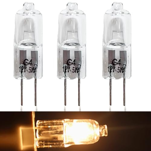 meeeyya 3Pcs 64405 5W 12V T4 Halogen Clear Light Bulbs - G4 Bi-Pin Base, 55 Lumens - for Recessed/Track/Security Lighting, Interior Lamps