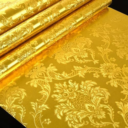 LWLFC Papier Peint Fleurs Dorées Papier Peint Intissé Sans Raccord Chambre Adulte Intissé 3D Salon Papiers Peints pour Différents Espaces Moderne Luxueux